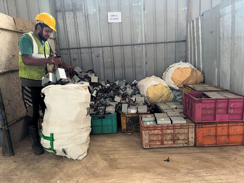 Segregating collected material at the facility