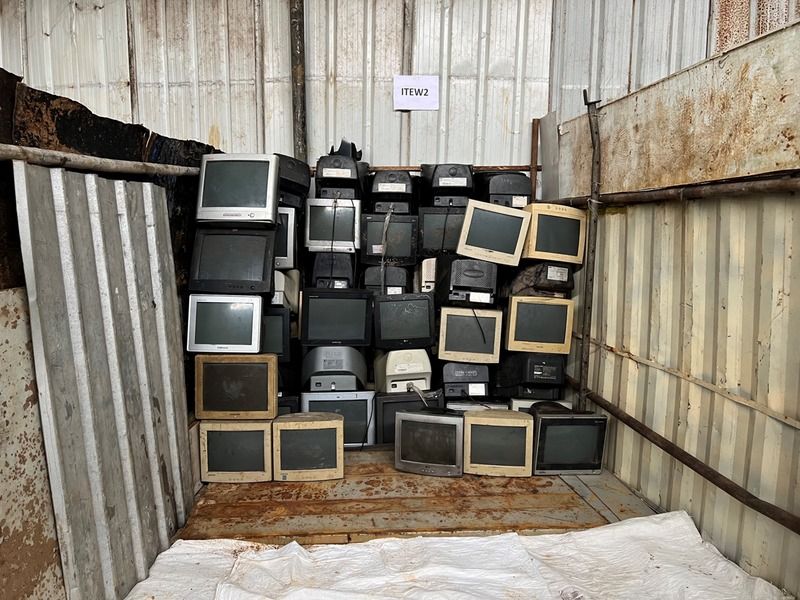 CRT monitors awaiting transfer